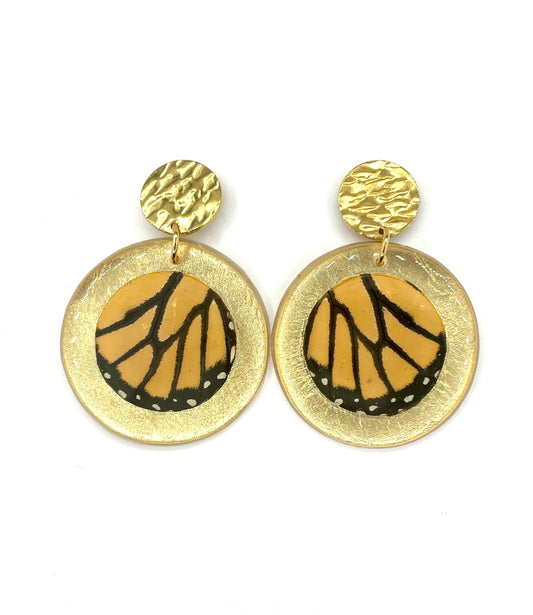PENDIENTES GEOMÉTRICOS MONARCA DORADO